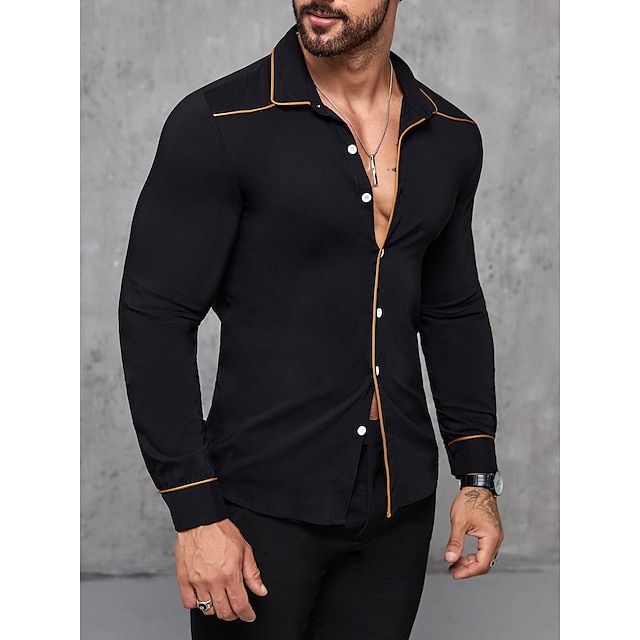  Men's Casual Summer Button Up Long Sleeve Shirt