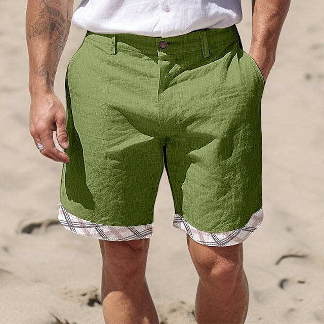  Homens Calção Shorts de verão Shorts de praia Tecido Patchwork Com Cordão Cintura elástica Curto Conforto Respirável Casual Diário Feriado Moda Estilo Clássico Preto Branco