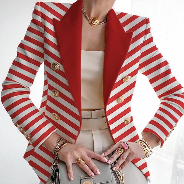  Women's Casual Striped Office Blazer