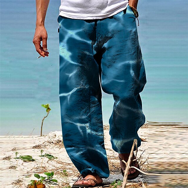  Homens Calças Calça verão Calças de praia Com Cordão Cintura elástica Impressão 3D Gradiente Estampas Abstratas Conforto Casual Diário Feriado Roupa de rua Havaiana Azul Verde