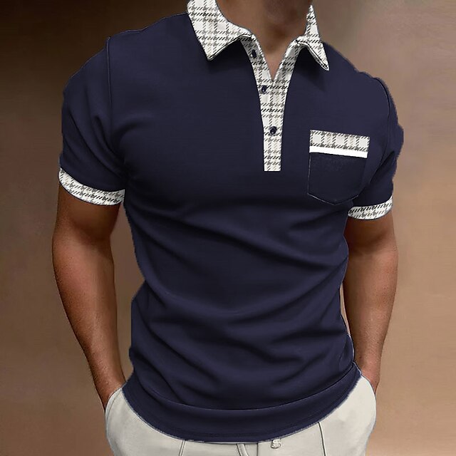  Herre POLO Trøje Button Up Poloer Golftrøje Grafiske tryk Aftæpning Sort Hvid Vin Navyblå Blå udendørs Gade Kort Ærme Trykt mønster Tøj Sport Mode Gade Designer