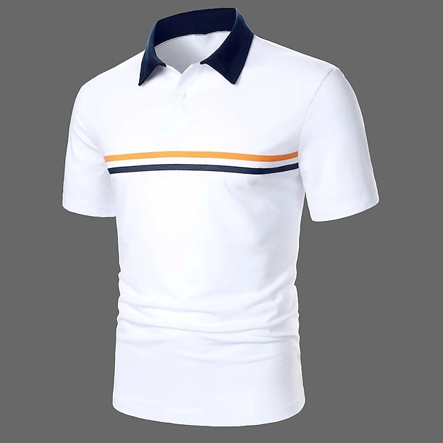  Men's Casual Classic Color Block Polo Shirt