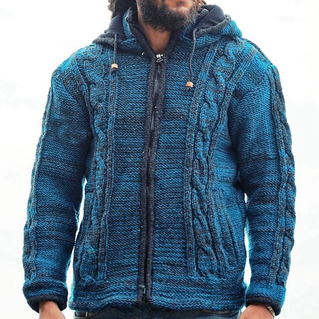 Homme Pull Chandail Gilet Cardigan Pull Veste Grosse maille Tricoter Zip sur le devant Normal 