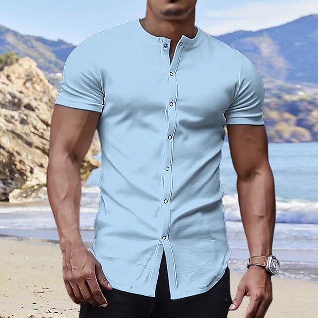  Per uomo maglietta T-shirt A V Liscio Strada Da mare Maniche corte Abbigliamento Di tendenza Originale Essenziale