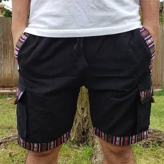  Men's Summer Beach Shorts Ethnic Design Multi Pocket Breathable