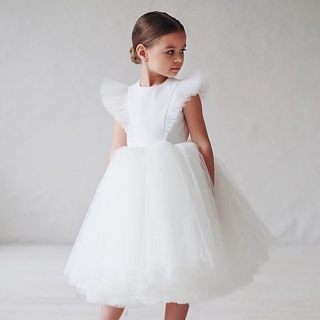  Elegant Solid Tulle Dress for Little Girls