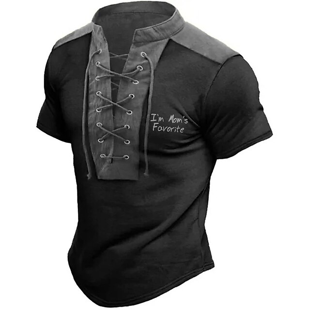  Herren T Shirt Ständer Graphic Farbblock Buchstabe Bekleidung 3D-Druck Täglich Sport mit Schnürung Bedruckt Kurzarm Modisch Designer Vintage