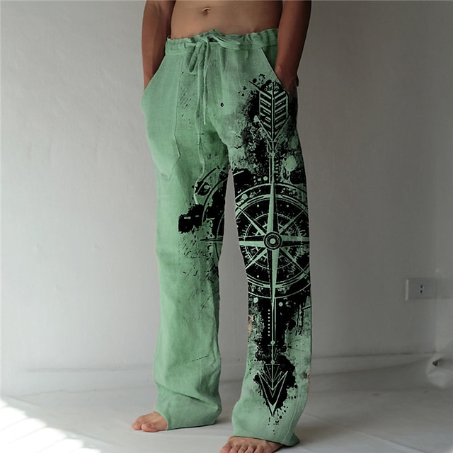  Per uomo Pantaloni Pantaloni estivi Pantaloni da spiaggia A cordoncino Vita elastica Stampa 3D Stampe astratte Comfort Informale Giornaliero Per eventi Streetwear Hawaiano Blu Verde