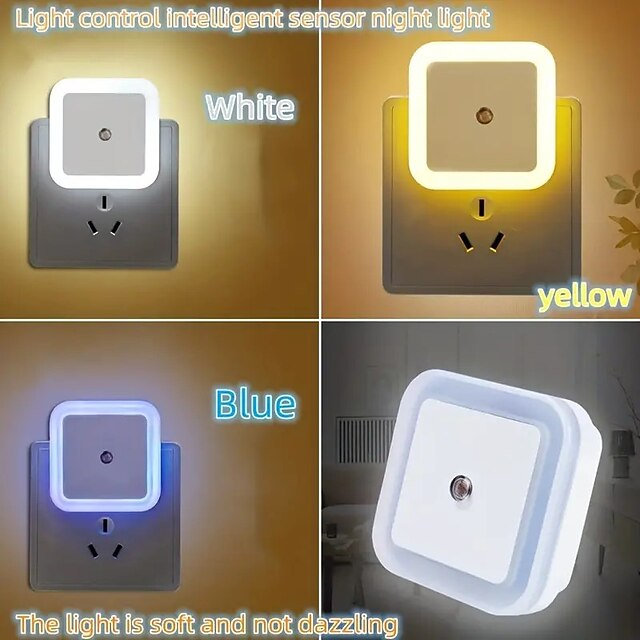  auto-sensing touch natlys til babyværelse soveværelse korridor sengelampe kontrol intelligent sensor mini firkantet lampe us stik eu stik