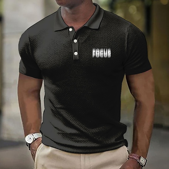  Focus Men's Outdoor Graphic Print Waffle Polo Shirt