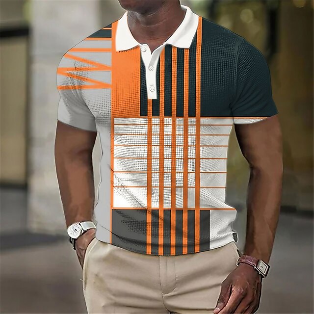  Men's Outdoor Graphic Print Waffle Polo Golf Shirt