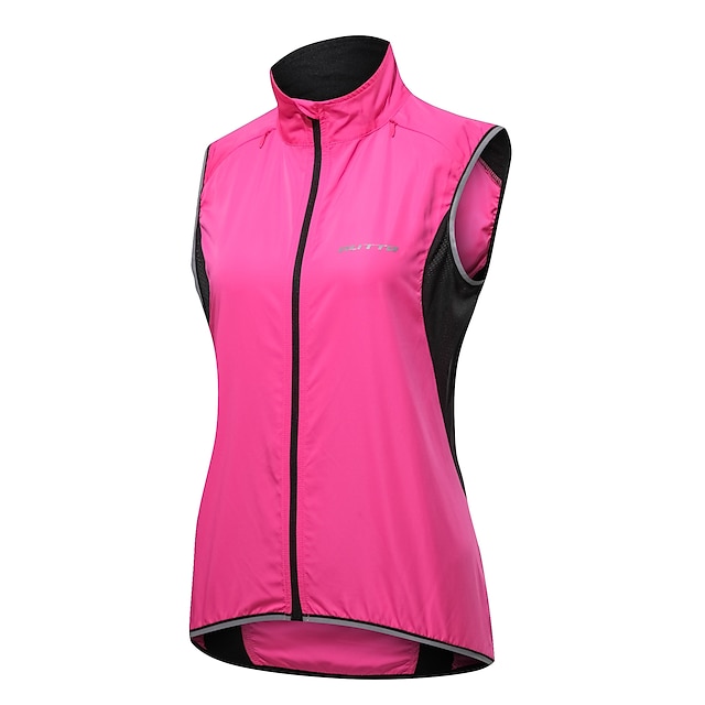  Women's Sleeveless Cycling Jersey Cycling Vest Summer Rose Red Solid Color Bike Jersey Top Mountain Bike MTB Road Bike Cycling Waterproof Quick Dry Reflective Strips Sports Clothing Apparel