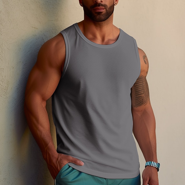  Hombre Camiseta sin mangas Cuello Barco Liso / sólido Exterior Noche Sin Mangas Ropa Moda Design Músculo