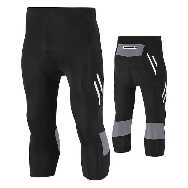  TRYSIL Men's Cycling 3/4 Tights Bike Mountain Bike MTB Road Bike Cycling Pants / Trousers Sports Black Black Silver Polyester Breathable Clothing Apparel Bike Wear / Micro-elastic