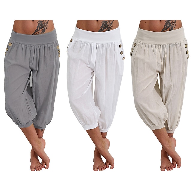  Women's Quick Dry Yoga Capri Pants with Pockets
