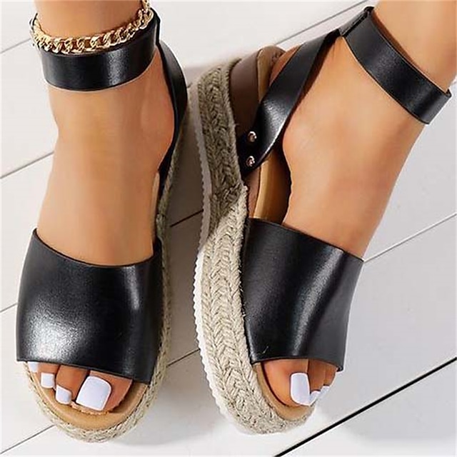  Minimalist Women's Faux Leather Plus Size Sandals