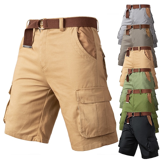  Herre Shorts med lommer Shorts Trekking-shorts Vanlig Multi lomme Korte Påførelig 100 % bomuld udendørs Daglig Designer Afslappet Militærgrøn Sort