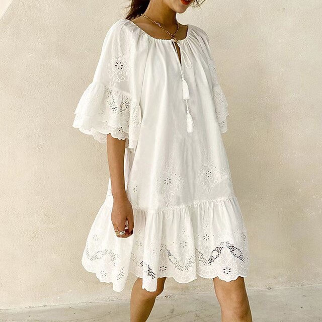  Classic Women's Cotton Linen Mini Dress