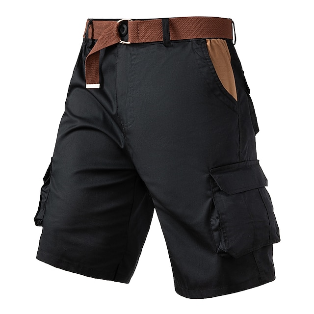  Herre Shorts med lommer Shorts Trekking-shorts Vanlig Multi lomme Korte Påførelig 100 % bomuld udendørs Daglig Designer Afslappet Sort militærgrøn