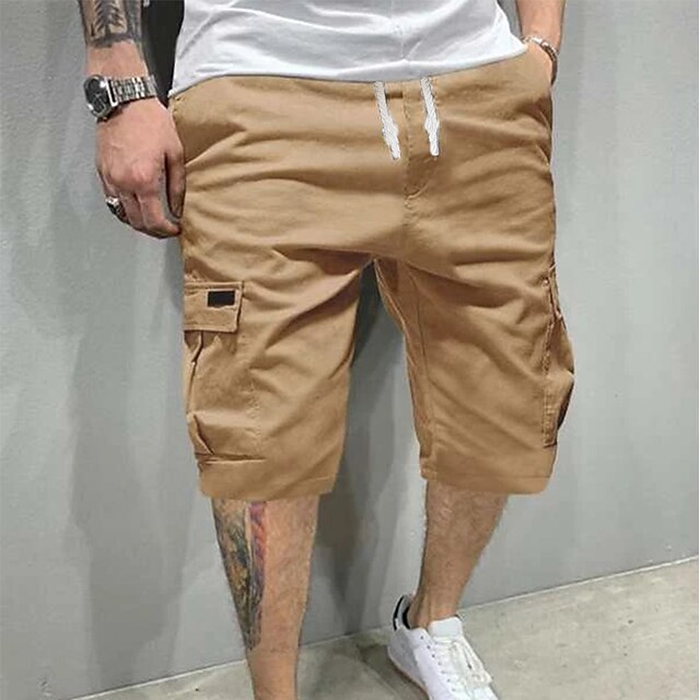  Casual Men's Plain Cargo Shorts with Flap Pocket