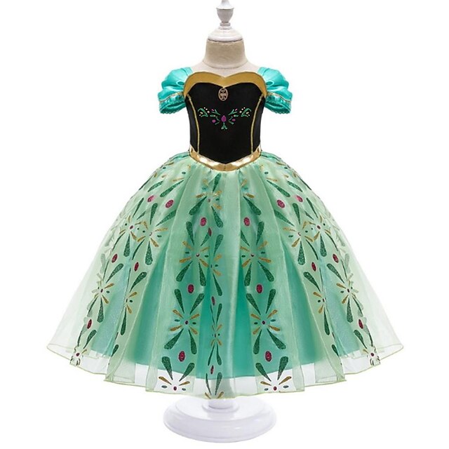  kinderkleidung Mädchen Graphic Geometrisch Blume Kleid Kurzarm Elegant Süß Sommer Frühling Tüll-Kleid Grün B. B49 B34