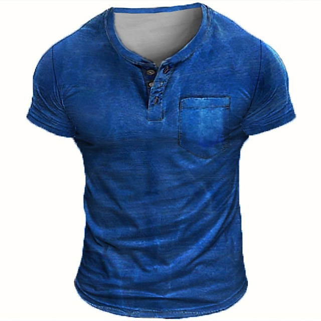  Per uomo maglietta Camicia Henley T-shirt Henley Liscio Strada Da mare Maniche corte Abbigliamento Di tendenza Originale Essenziale