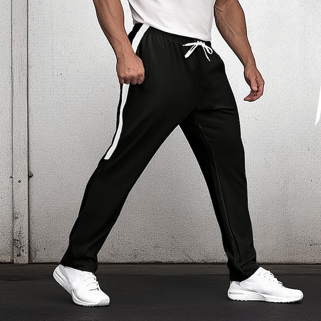  Men's Casual / Sporty Sports Classic Patchwork Pants Chinos Full Length Pants Micro-elastic Casual Daily Color Block Mid Waist Outdoor Sports Black / White ArmyGreen Dark Gray Navy Blue S M L XL XXL