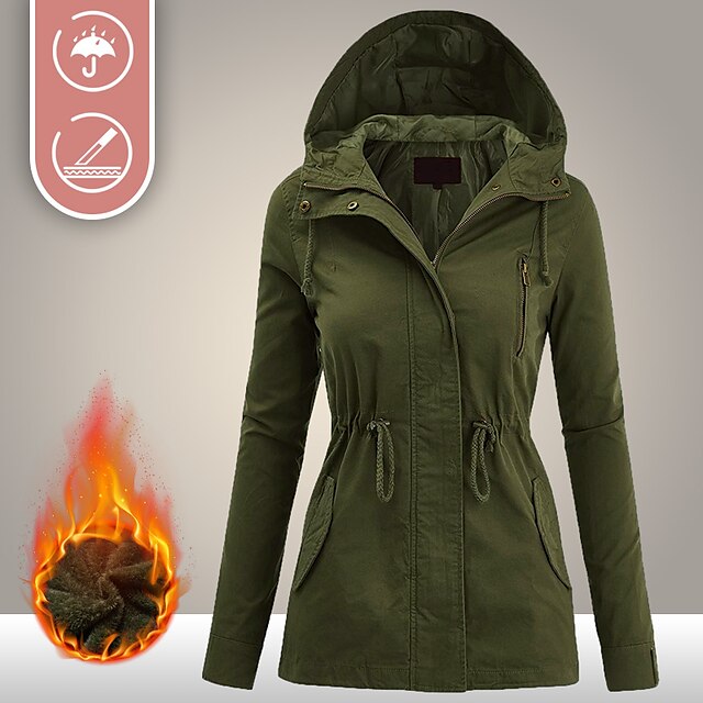  Women's Cotton Hoodie Jacket Hiking Jacket Hiking Windbreaker Winter Outdoor Thermal Warm Windproof Warm Breathable Full Length Visible Zipper Winter Jacket Top Fishing Climbing Camping / Hiking