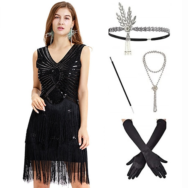  Roaring 20s 1920s Cocktail Dress Vintage Dress Flapper Dress Dress Outfits Masquerade Prom Dress The Great Gatsby Women's Tassel Fringe Carnival Party Prom Dress