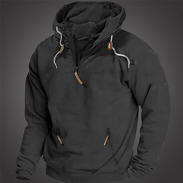 Men's Hoodie Quarter Zip Hoodie Tactical Hoodie Black Army Green Blue ...