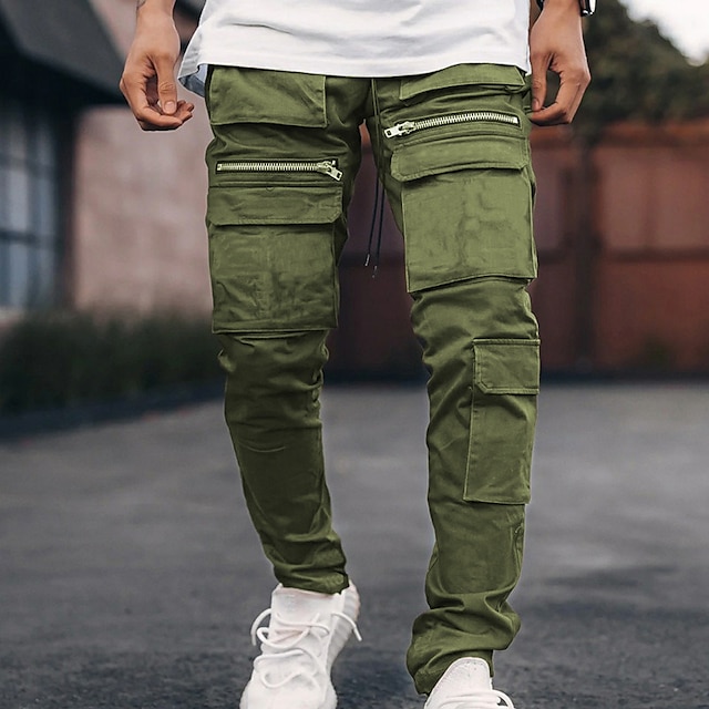  Homens Calças Cargo Calça cargo Corredor Techwear Tecido Bolsos Conforto Respirável Ao ar livre Diário Para Noite Moda Casual Preto Verde Tropa