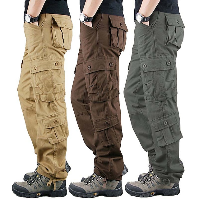  Per uomo Pantaloni cargo Pantaloni da lavoro Tinta unica Coulisse sulle gambe 8 Tasche Ripstop Traspirante Cotone 100% cotone Abbigliamento di strada Informale Da cerimonia Nero Giallo