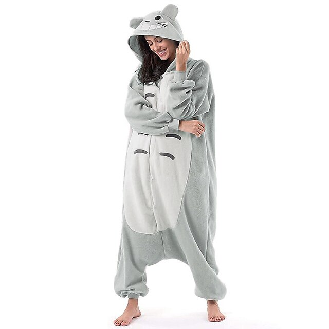  Erwachsene Kigurumi-Pyjamas Nachtwäsche Tarnfarben Katze Totoro Tier Patchwork Pyjamas-Einteiler Pyjamas Lustiges Kostüm Korallenfleece Cosplay Für Herren Damen Männlich Weihnachten Tiernachtwäsche