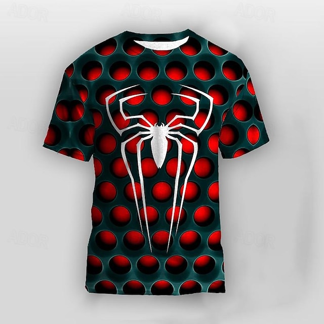  Boys' 3D Spider Print Active Sports T Shirt