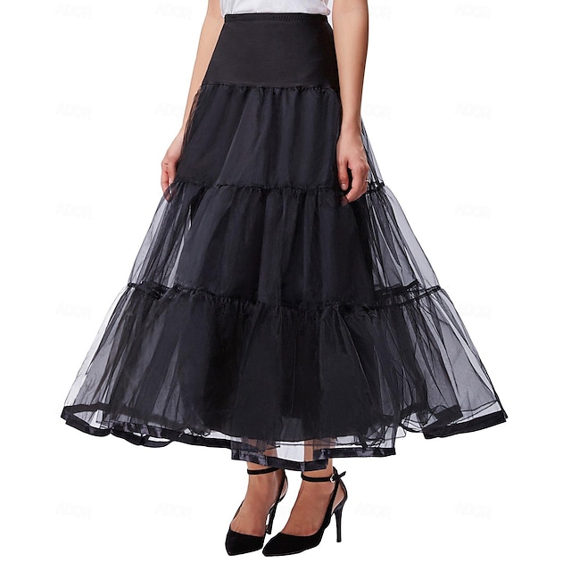  1950s Petticoat Hoop Skirt Tutu Under Skirt Half Slip Women's Solid Colored Princess Performance Wedding Party Petticoat