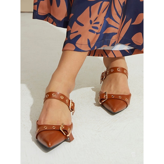  Stiletto Buckle Pointed Mules