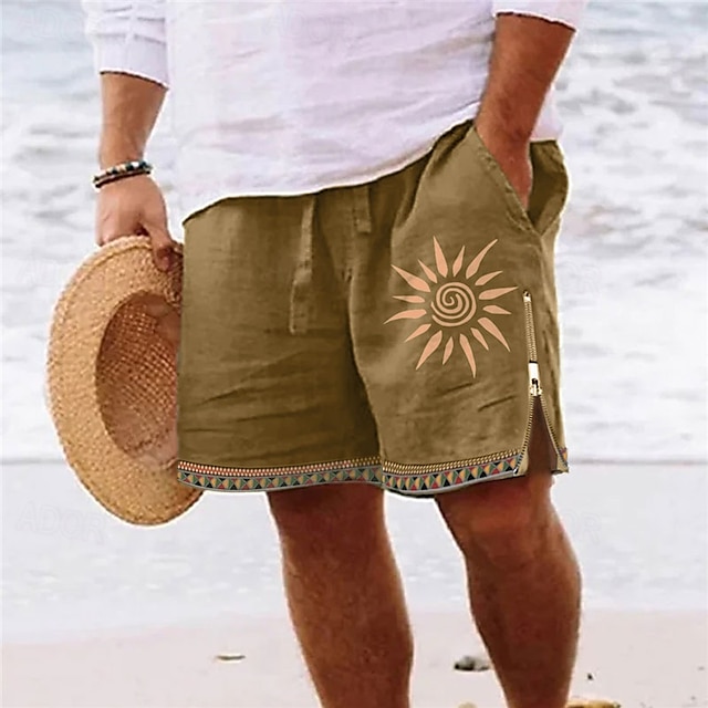  Men's Hawaiian Sun Graphic Board Shorts with Zipper Pocket