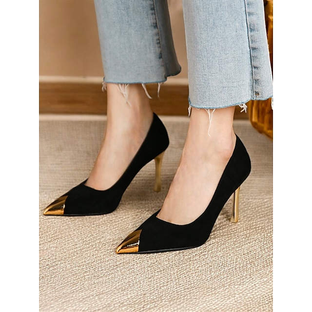  Luxury Velvet Gold Toe Stiletto Pumps