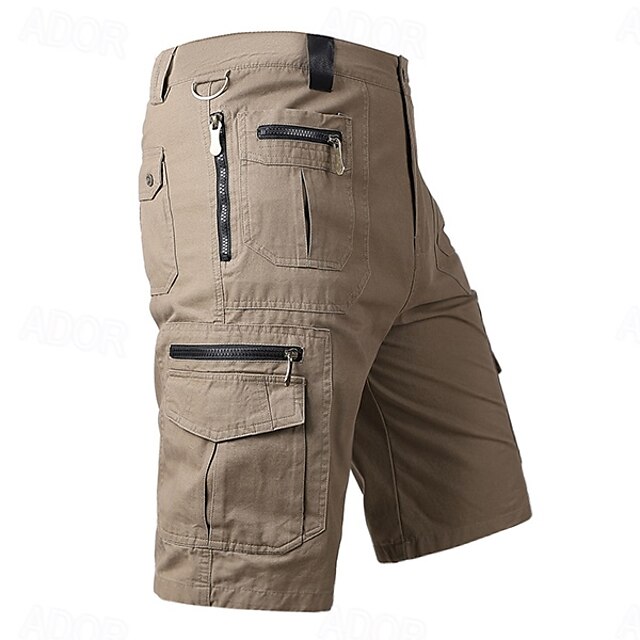  Homme Short tactique Short Cargo Pantalons Capri Poche zippée Multi poche Plein Confort Vestimentaire Mollet Casual du quotidien Vacances 100% Coton Sportif Mode Noir Vert Claire