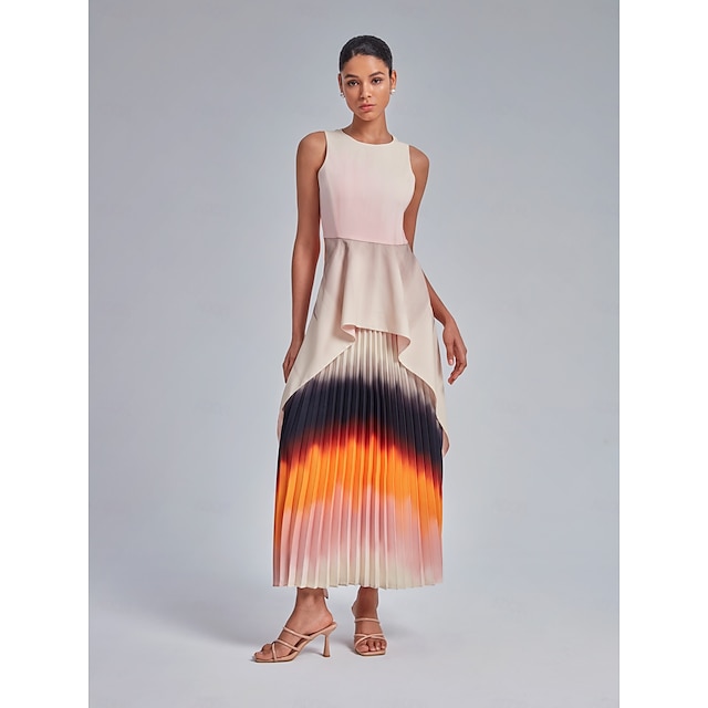  Gradient Pleated Midi Skirt