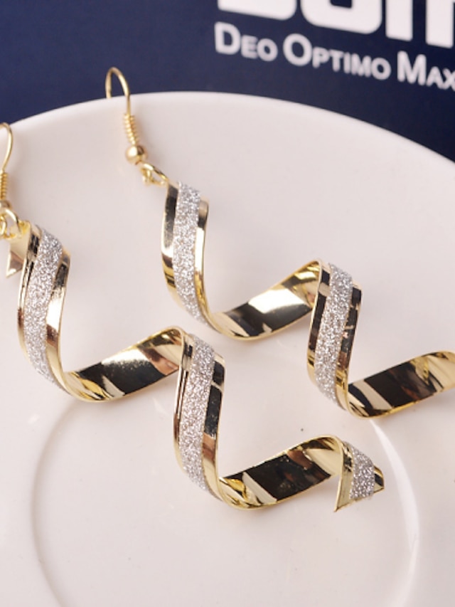  Women's Casual Alloy Wave Gold Silver Drop Earrings