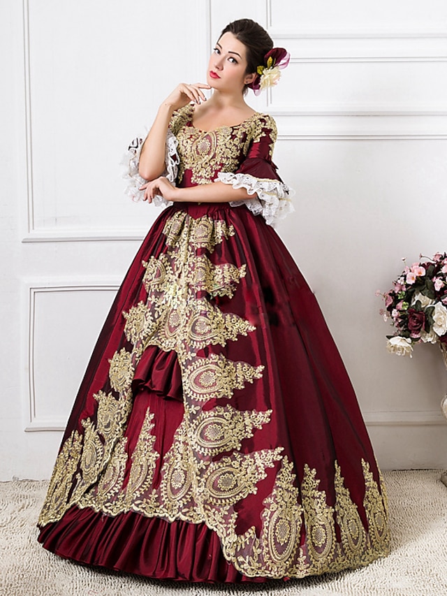  Rococo Victorian 18th Century Cocktail Dress Vintage Dress Dress Party Costume Masquerade Ball Gown Prom Dress Floor Length Long Length Women's Floral Ball Gown Plus Size Customized Party Prom Dress