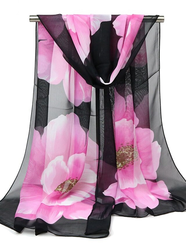  Women's Holiday Chiffon Rectangle Scarf - Floral Mesh / Fabric