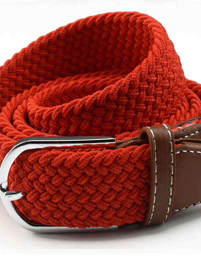  cintura da uomo semplice cintura casual in poliestere elasticizzato con fibbia in maglia regalo alla moda per fidanzato e padre