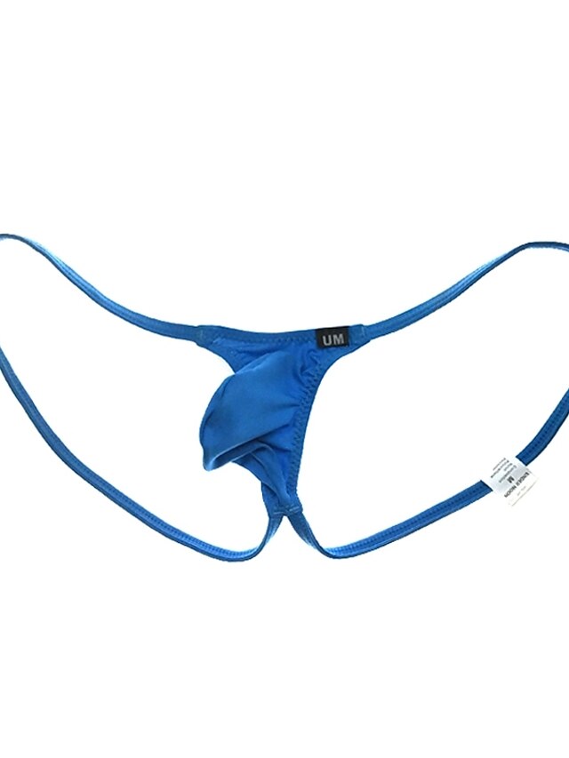  Men's Solid Colored G-string Underwear High Elasticity 1 PC Blue M / Club