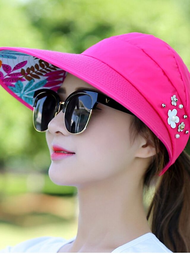  Mulheres Ativo Desportos e Ar livre Festival Chapéu de sol Cor Sólida Chapéu Proteção UV Respirável / Primavera / Verão