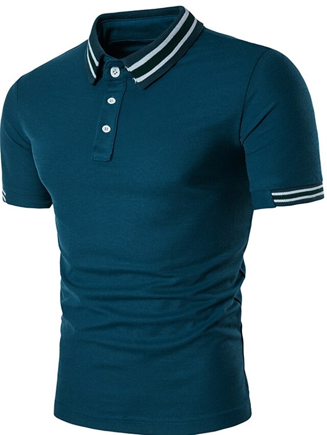  Herren Golfhemd Solide Kurzarm Alltag Oberteile Baumwolle Grundlegend Street Schick Weiß Blau / Sommer