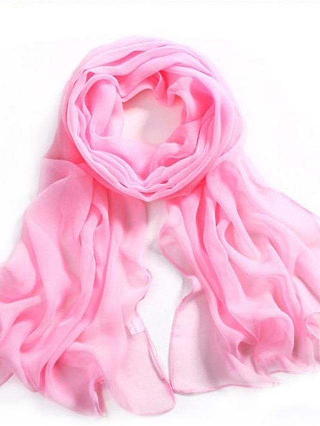  Women's Chiffon Scarf Wine Black Pink Street Daily Date Scarf Pure Color / Basic / Winter / Spring / Summer / Polyester