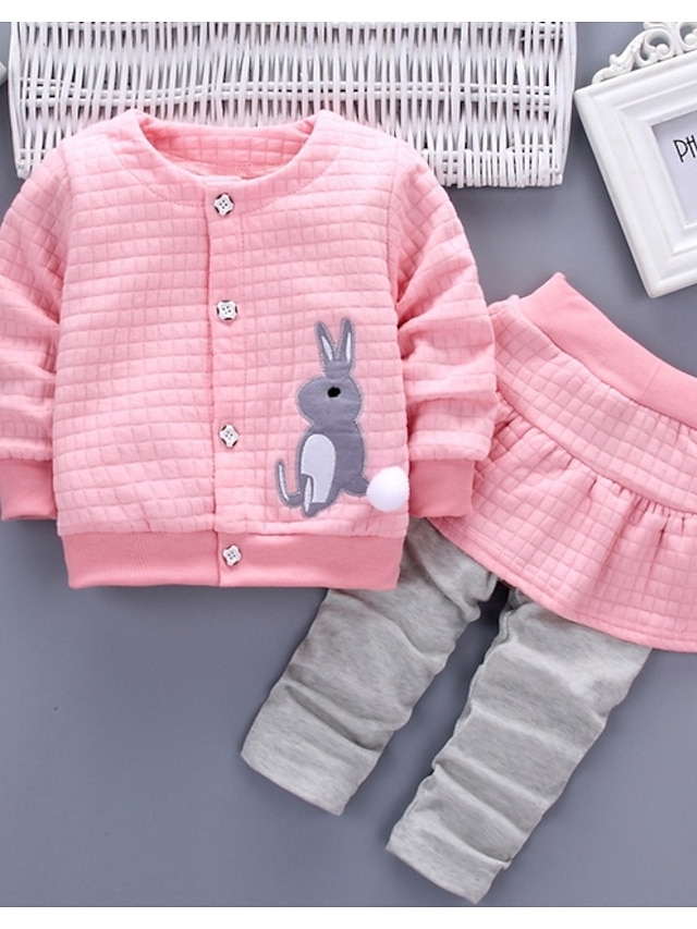  Baby Girls' Basic Daily Solid Colored Color Block Patchwork Long Sleeve Regular Clothing Set Red Yellow Blushing Pink