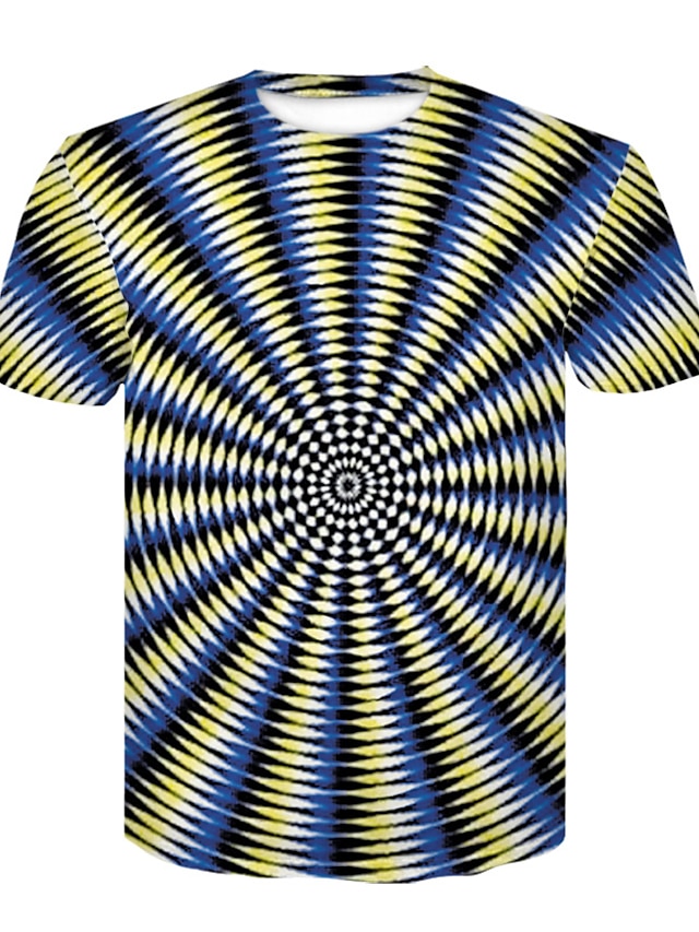  Men's T shirt Graphic Round Neck Daily Club Short Sleeve Print Tops Basic Streetwear Yellow / Summer